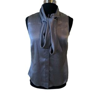 Jones New York Silk Button Front Bow Tie Blouse